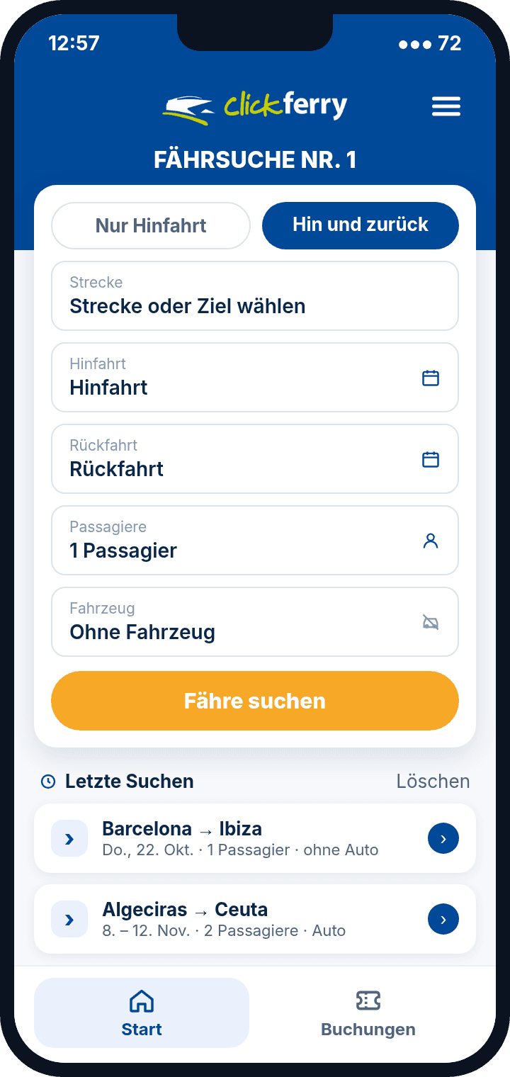 Clickferry-App: Fährensuche