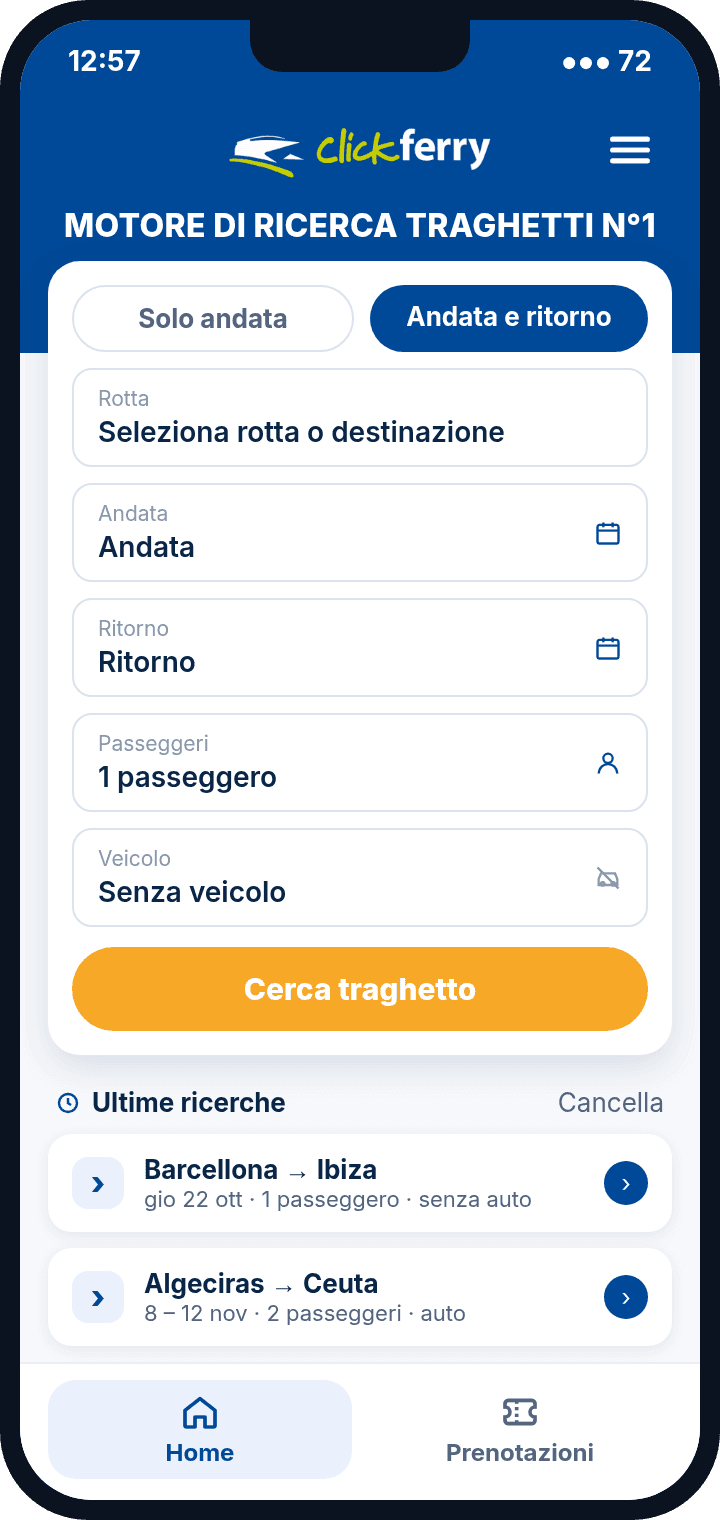 App Clickferry: ricerca traghetti