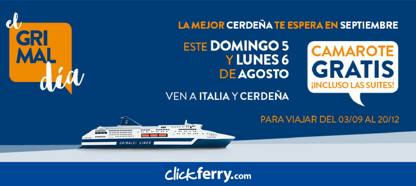 Imagen de Reserva este Domingo y Lunes tu ferry a Italia...¡Y te regalamos el camarote!