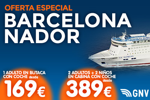 Imagen de Oferta especial Barcelona Nador con GNV | Billetes de Ferry Online | Barco Barato