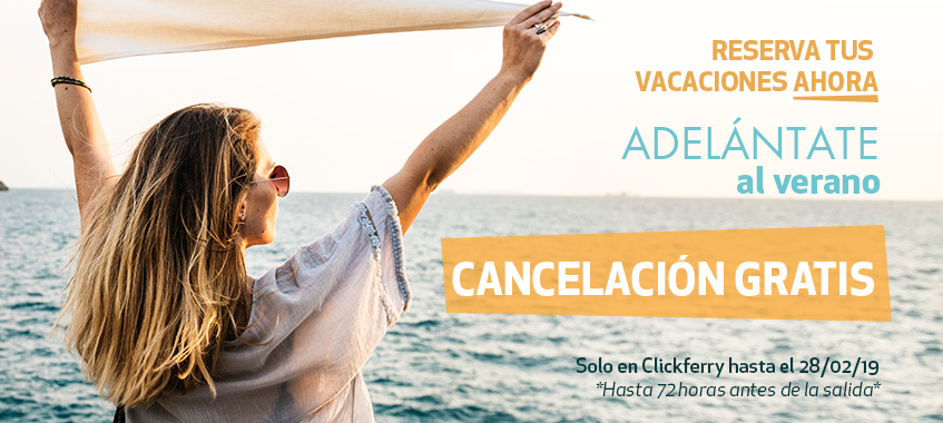 Imagen de Ahora en Clickferry promoción cancelación gratis en todos tus billetes de ferry