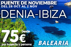 Imagen de Puente de Noviembre: Denia - Ibiza | Billetes de Ferry Online | Barco Barato