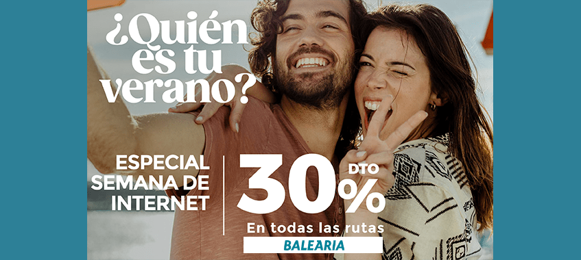 Imagen de Oferta flash de Balearia. Disfruta de un 30% de descuento para este verano.